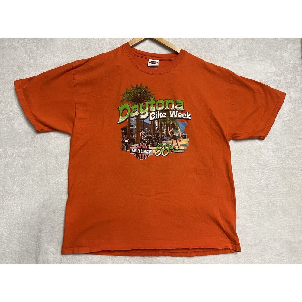 Harley Davidson Daytona Bike Week 68th Annual T Shirt 2XL Orange USA